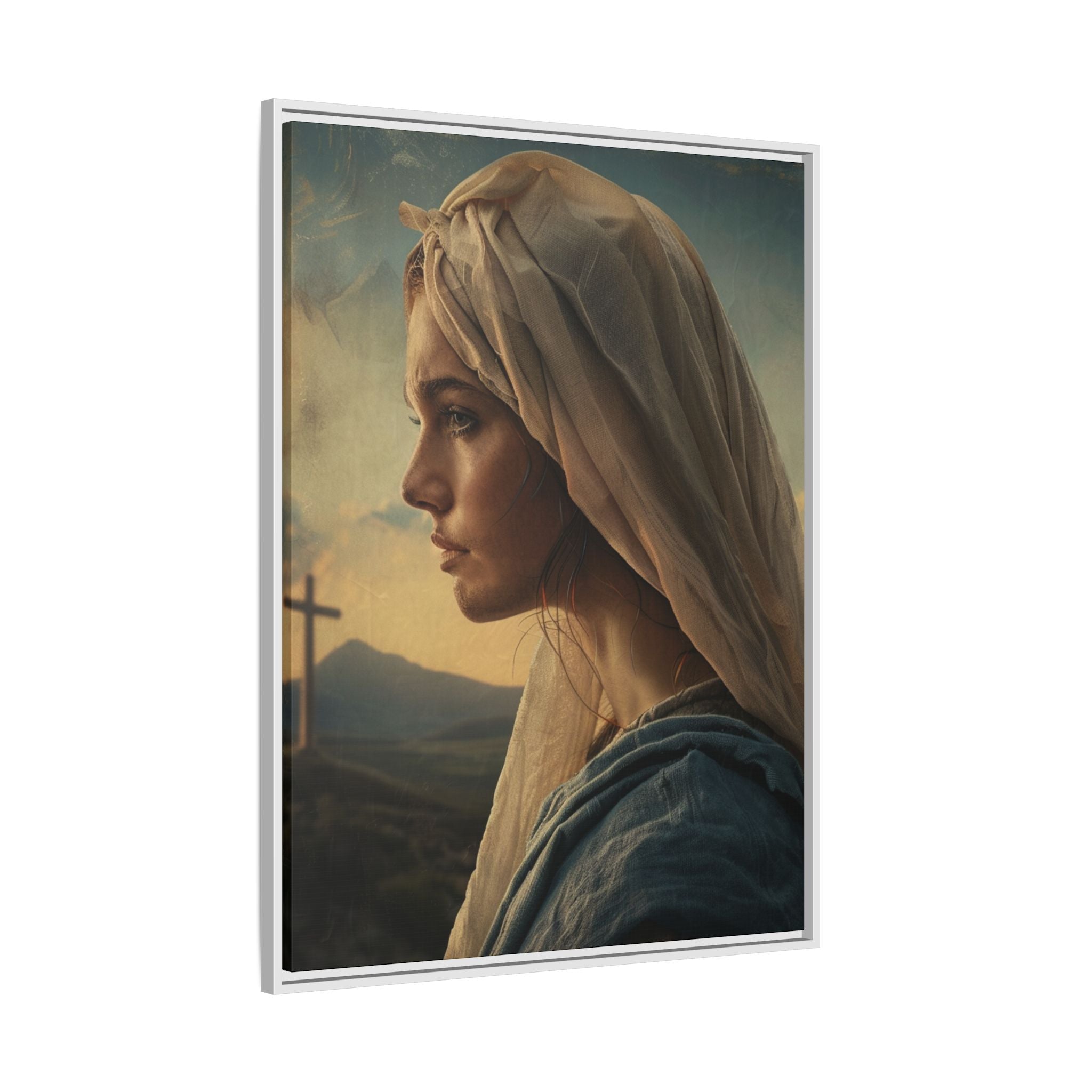 Framed Matte Canvas: Serene Madonna Portrait Wall Art