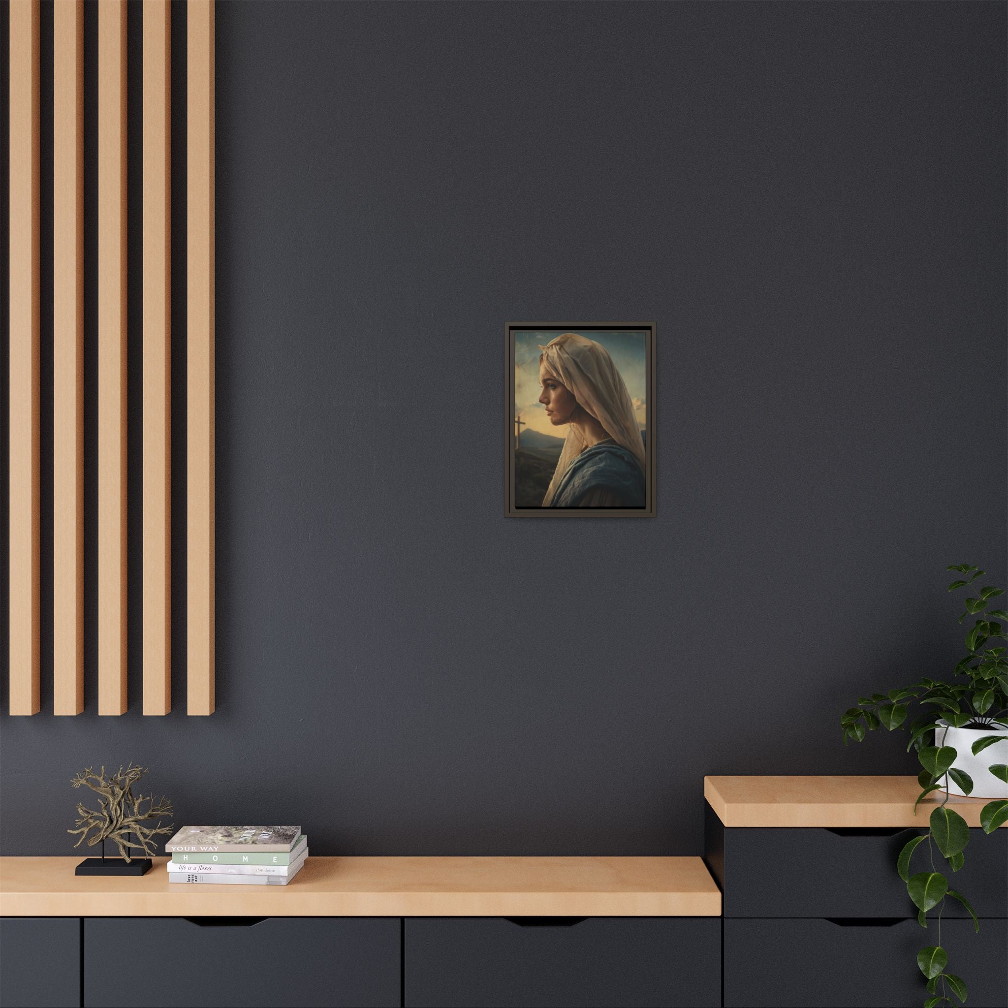 Framed Matte Canvas: Serene Madonna Portrait Wall Art