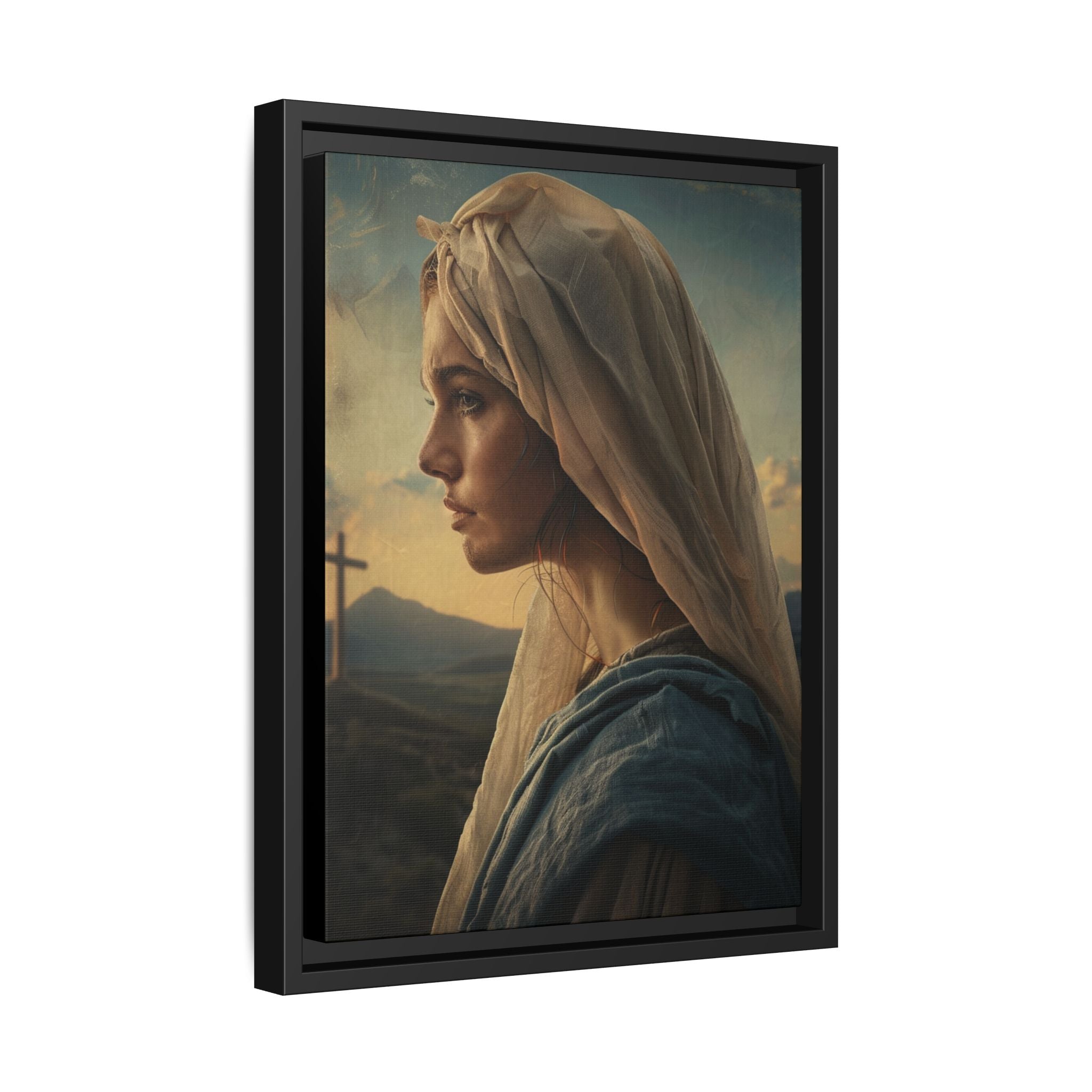 Framed Matte Canvas: Serene Madonna Portrait Wall Art
