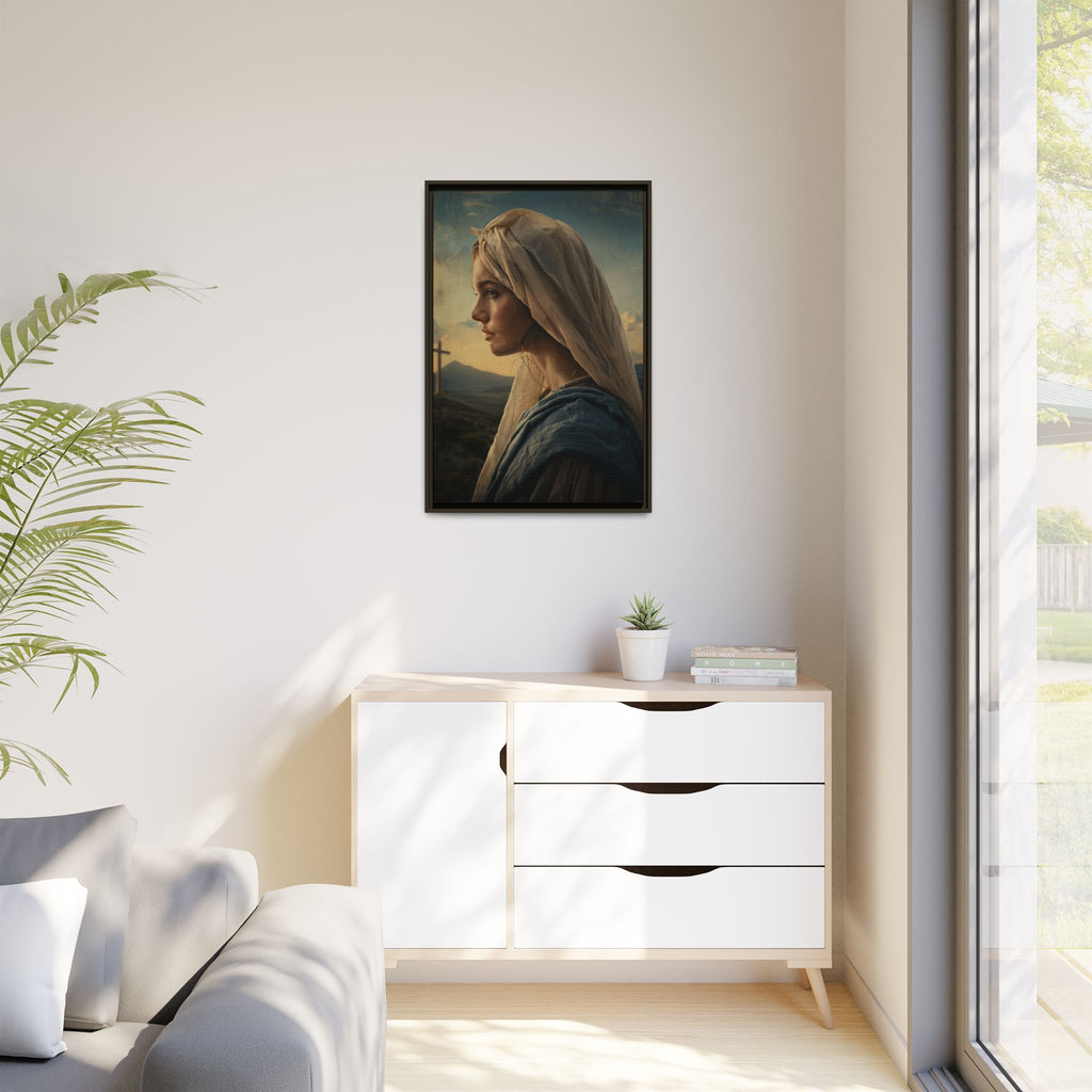 Framed Matte Canvas: Serene Madonna Portrait Wall Art