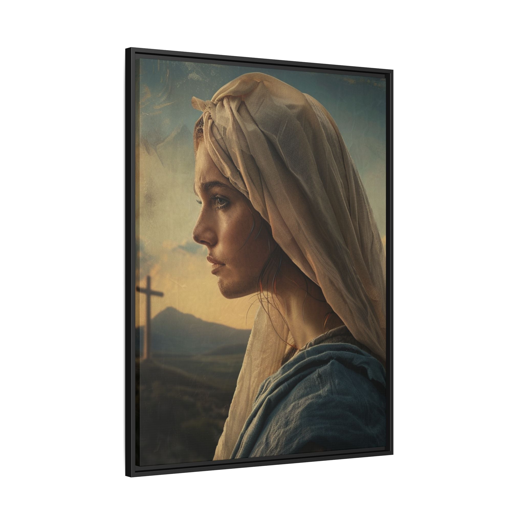 Framed Matte Canvas: Serene Madonna Portrait Wall Art