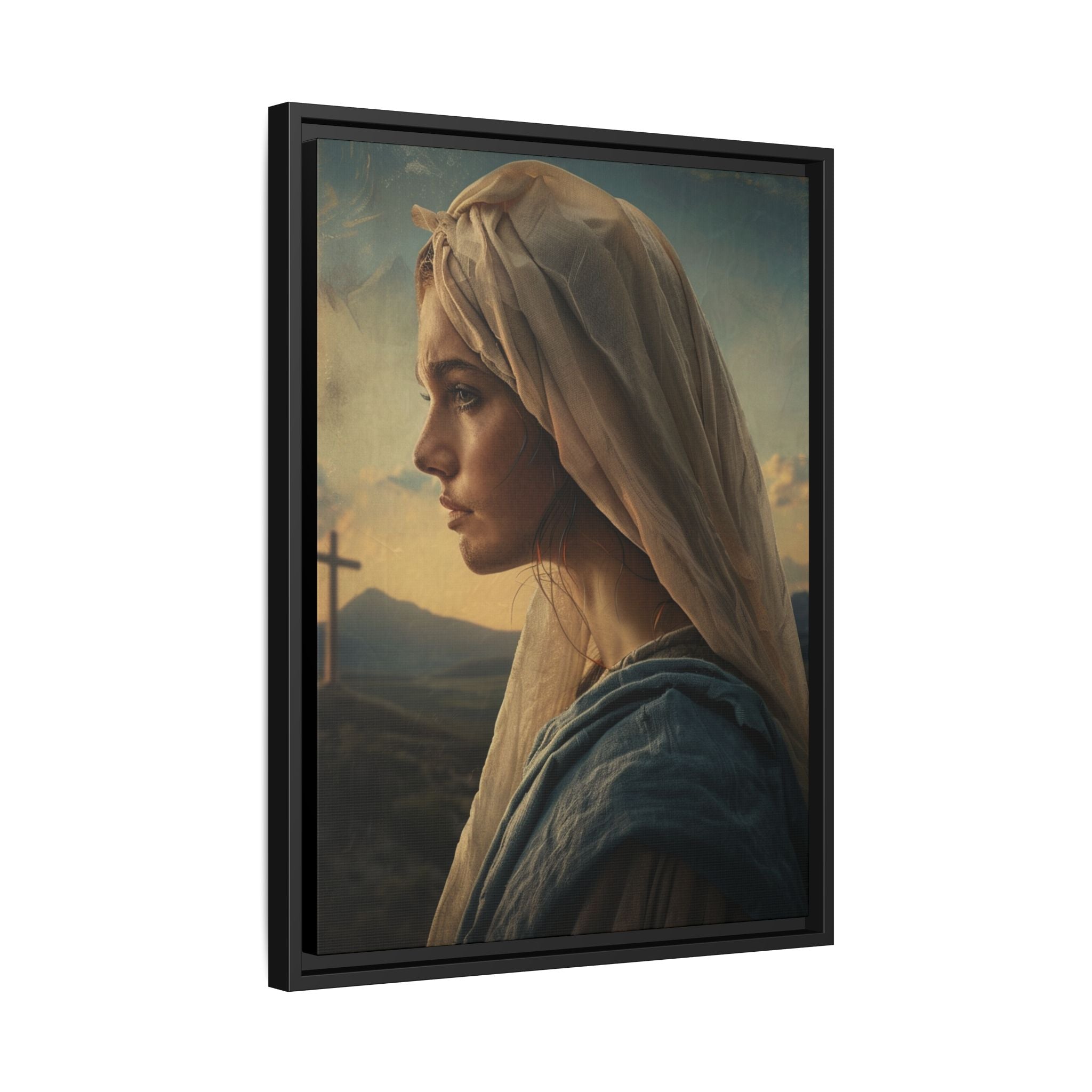 Framed Matte Canvas: Serene Madonna Portrait Wall Art