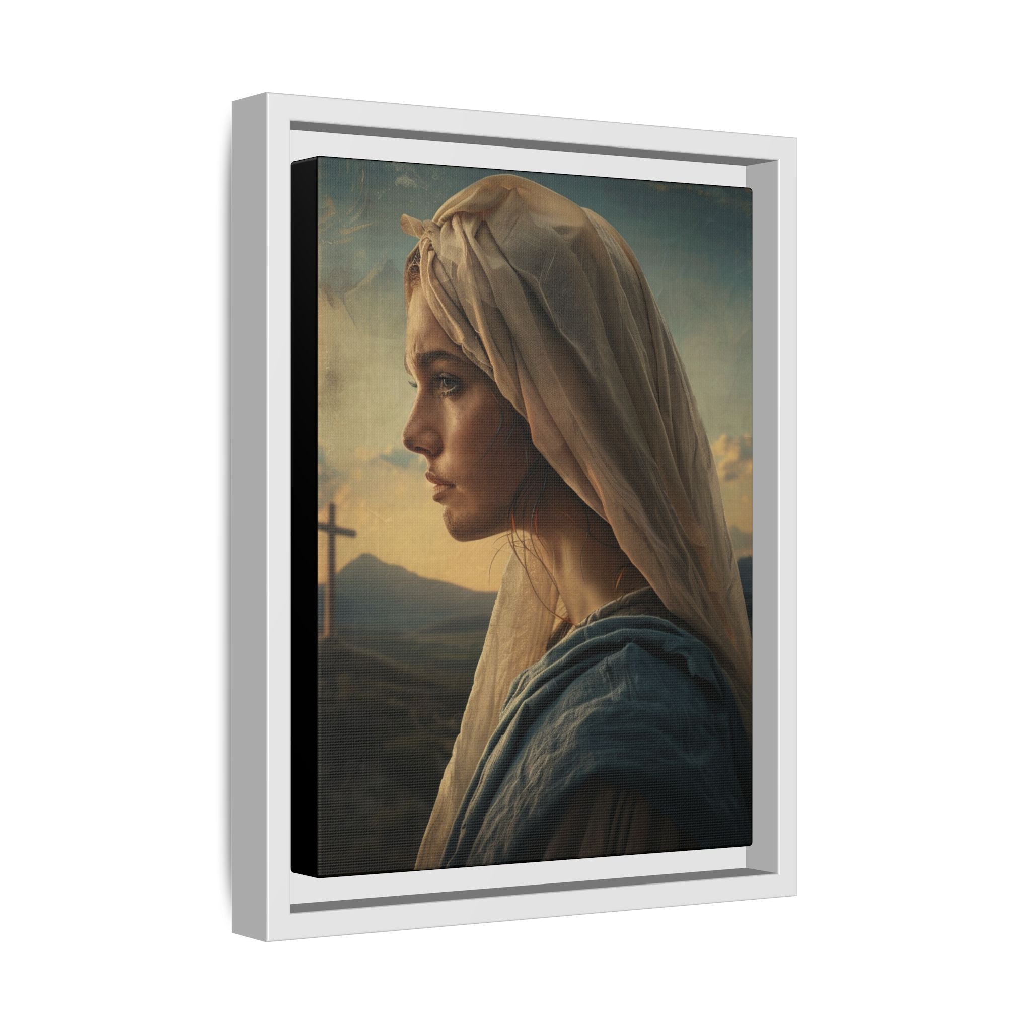 Framed Matte Canvas: Serene Madonna Portrait Wall Art