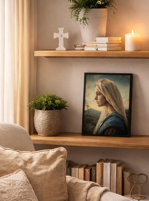 Framed Matte Canvas: Serene Madonna Portrait Wall Art